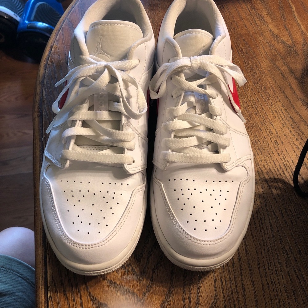 Women’s white and red Nike Jordan’s - Classic Low Top